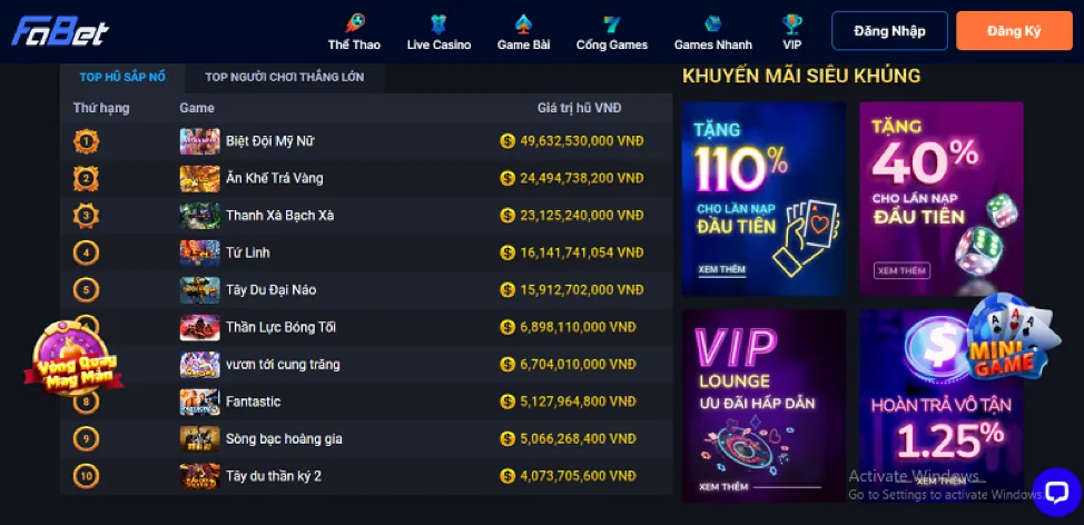 Các chương trình khuyến mãi độc quyền và ưu đãi thưởng tại 98win10